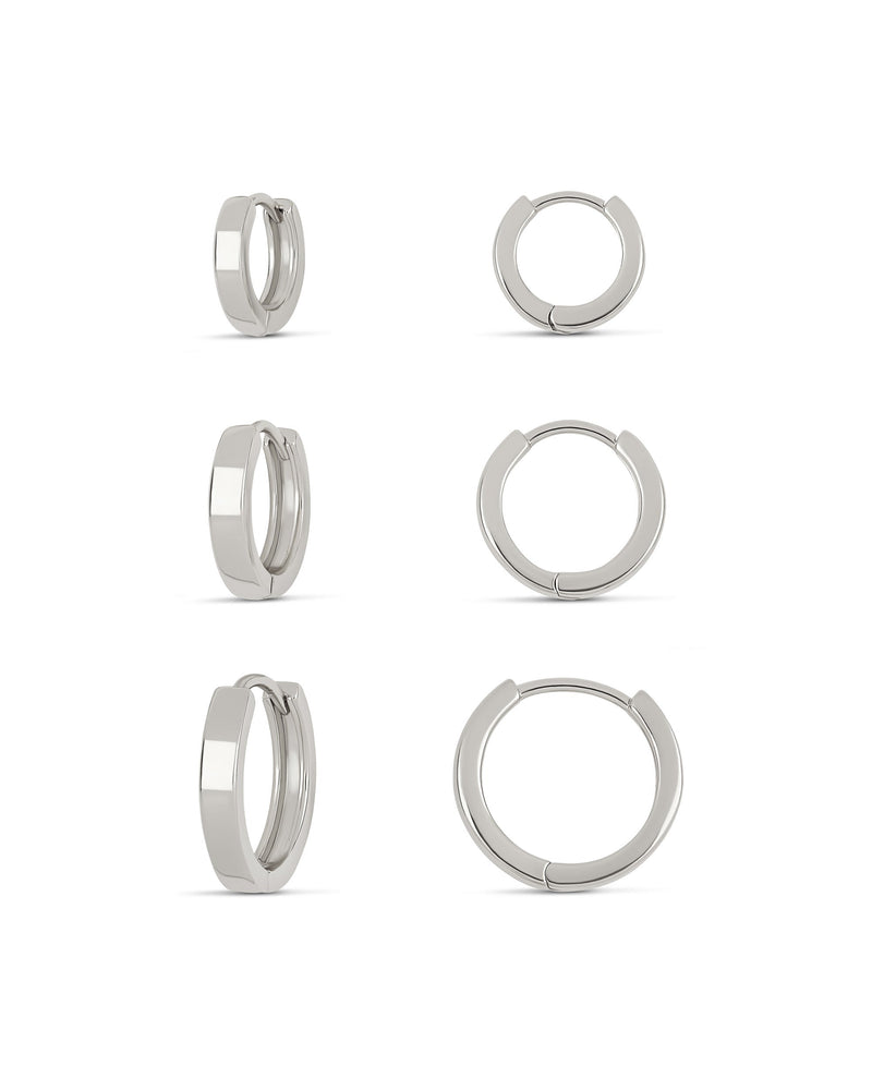 Sterling silver huggie hoop deals earrings set